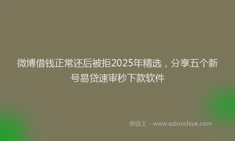 微博借钱正常还后被拒2025年精选，分享五个新号易贷速审秒下款软件