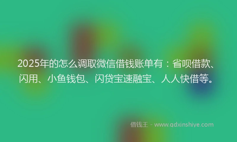 2025年的怎么调取微信借钱账单有：省呗借款、闪用、小鱼钱包、闪贷宝速融宝、人人快借等。