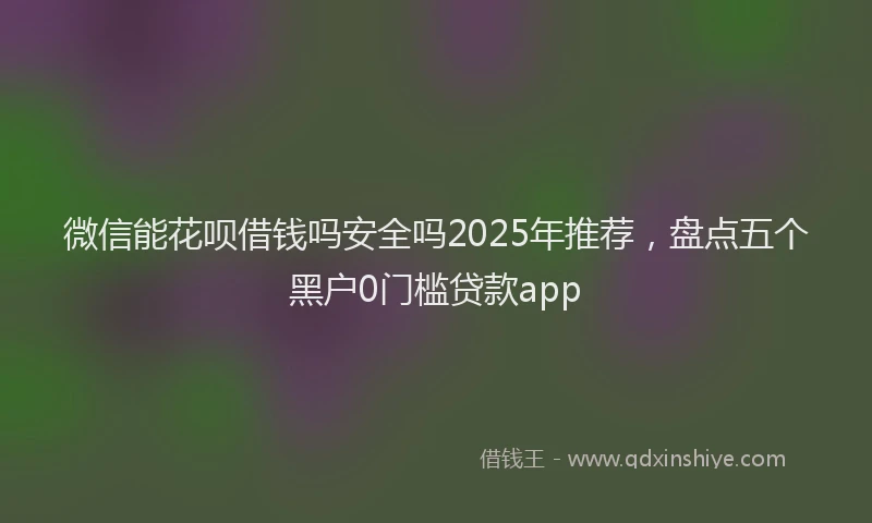 微信能花呗借钱吗安全吗2025年推荐，盘点五个黑户0门槛贷款app