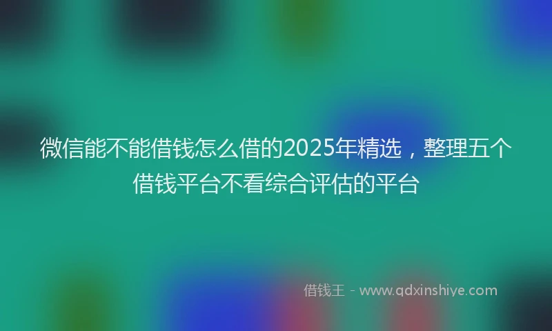 微信能不能借钱怎么借的2025年精选，整理五个借钱平台不看综合评估的平台