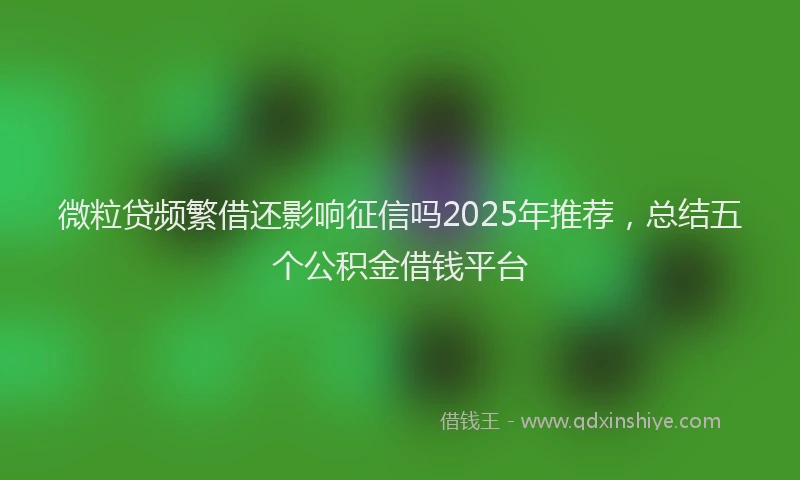 微粒贷频繁借还影响征信吗2025年推荐，总结五个公积金借钱平台