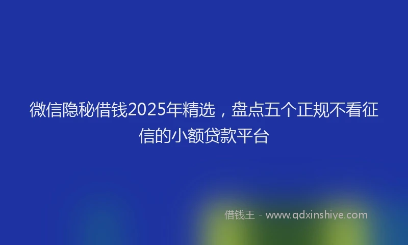 微信隐秘借钱2025年精选，盘点五个正规不看征信的小额贷款平台