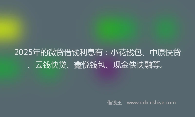 2025年的微贷借钱利息有：小花钱包、中原快贷、云钱快贷、鑫悦钱包、现金侠快融等。