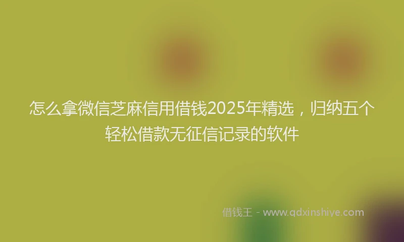 怎么拿微信芝麻信用借钱2025年精选，归纳五个轻松借款无征信记录的软件