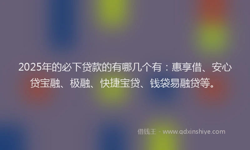 2025年的必下贷款的有哪几个有：惠享借、安心贷宝融、极融、快捷宝贷、钱袋易融贷等。
