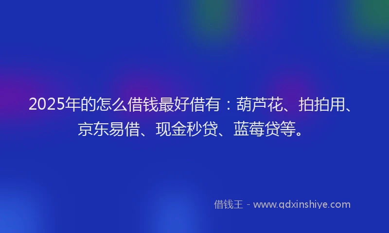 2025年的怎么借钱最好借有：葫芦花、拍拍用、京东易借、现金秒贷、蓝莓贷等。