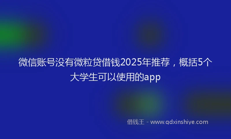 微信账号没有微粒贷借钱2025年推荐，概括5个大学生可以使用的app