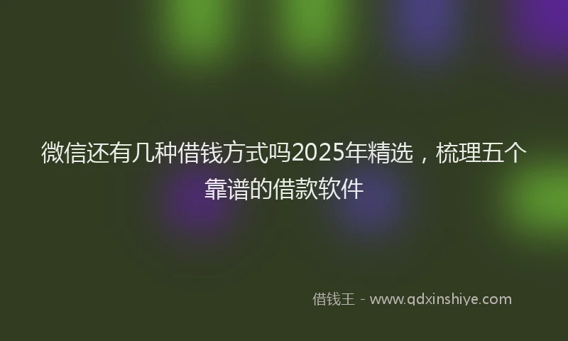 微信还有几种借钱方式吗2025年精选，梳理五个靠谱的借款软件