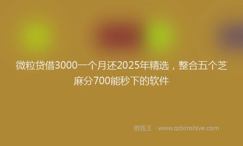 微粒贷借3000一个月还2025年精选，整合五个芝麻分700能秒下的软件