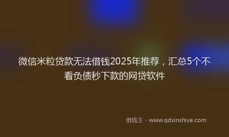 微信米粒贷款无法借钱2025年推荐，汇总5个不看负债秒下款的网贷软件