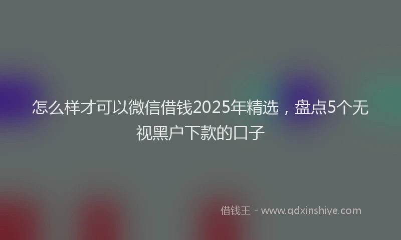 怎么样才可以微信借钱2025年精选，盘点5个无视黑户下款的口子