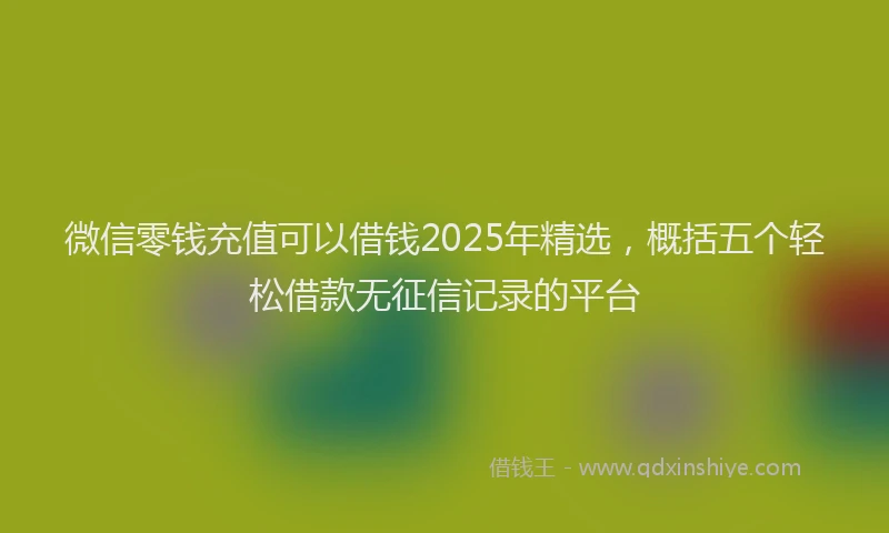微信零钱充值可以借钱2025年精选，概括五个轻松借款无征信记录的平台