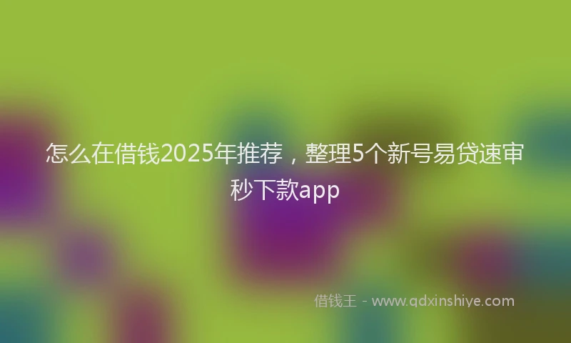 怎么在借钱2025年推荐，整理5个新号易贷速审秒下款app