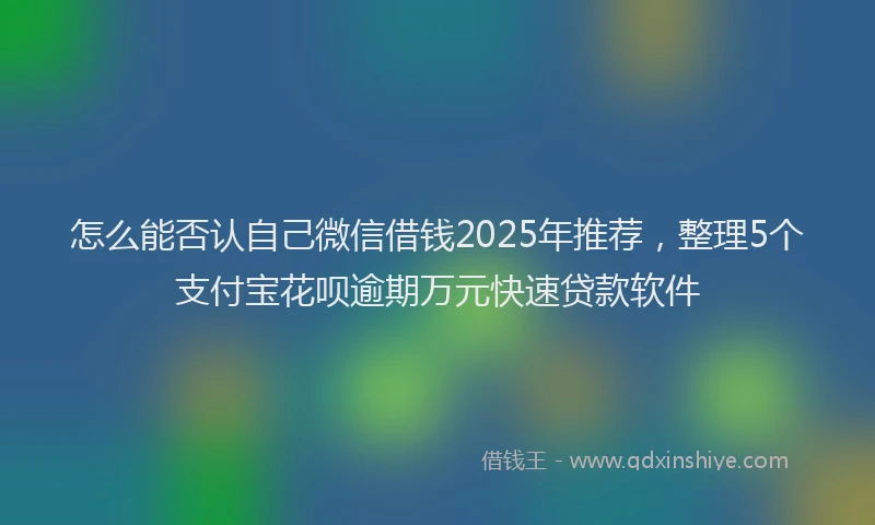 怎么能否认自己微信借钱2025年推荐，整理5个支付宝花呗逾期万元快速贷款软件