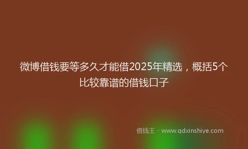 微博借钱要等多久才能借2025年精选，概括5个比较靠谱的借钱口子
