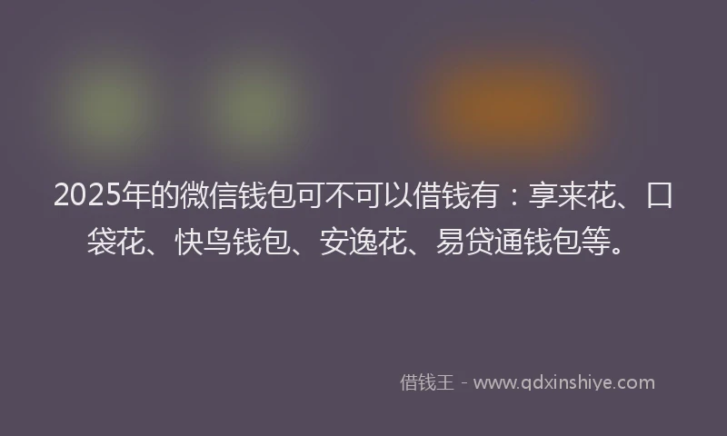 2025年的微信钱包可不可以借钱有：享来花、口袋花、快鸟钱包、安逸花、易贷通钱包等。