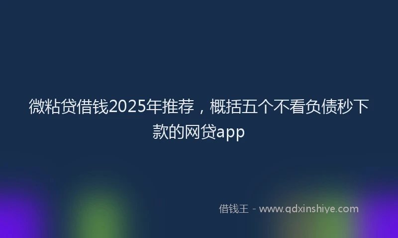 微粘贷借钱2025年推荐，概括五个不看负债秒下款的网贷app