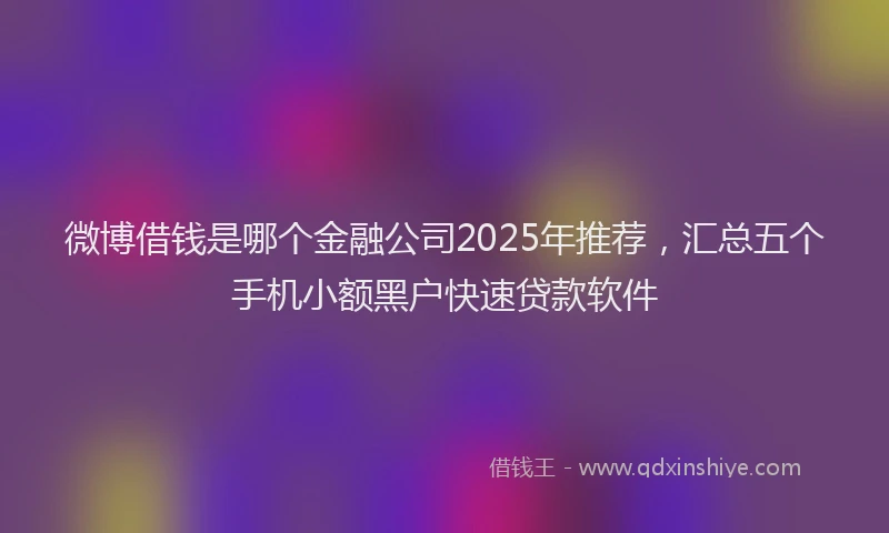 微博借钱是哪个金融公司2025年推荐，汇总五个手机小额黑户快速贷款软件