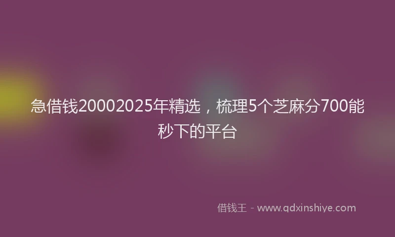 急借钱20002025年精选，梳理5个芝麻分700能秒下的平台