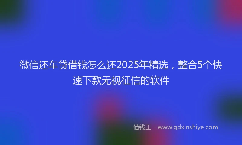 微信还车贷借钱怎么还2025年精选，整合5个快速下款无视征信的软件