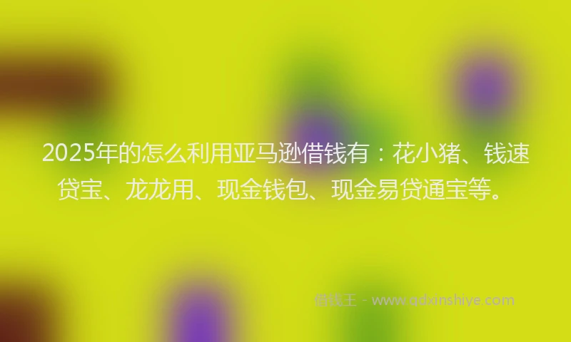 2025年的怎么利用亚马逊借钱有：花小猪、钱速贷宝、龙龙用、现金钱包、现金易贷通宝等。