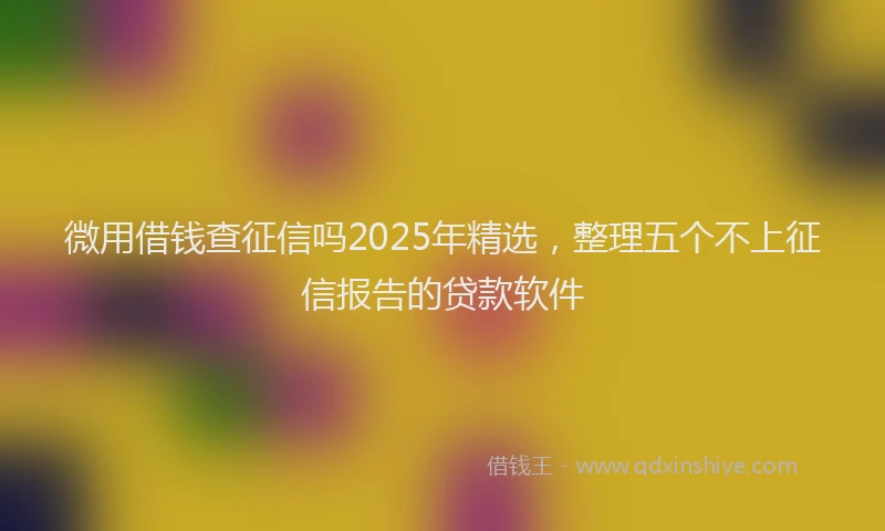 微用借钱查征信吗2025年精选，整理五个不上征信报告的贷款软件