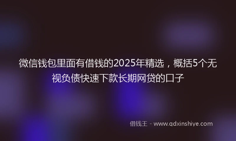 微信钱包里面有借钱的2025年精选，概括5个无视负债快速下款长期网贷的口子