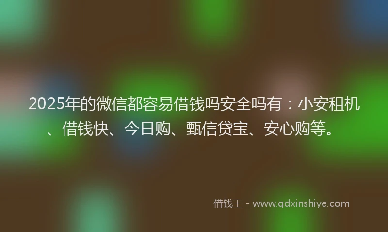 2025年的微信都容易借钱吗安全吗有：小安租机、借钱快、今日购、甄信贷宝、安心购等。