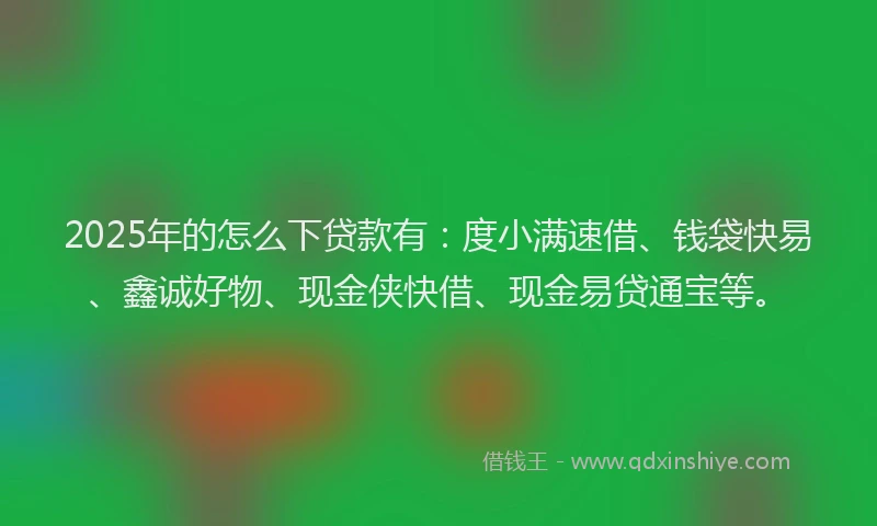 2025年的怎么下贷款有：度小满速借、钱袋快易、鑫诚好物、现金侠快借、现金易贷通宝等。