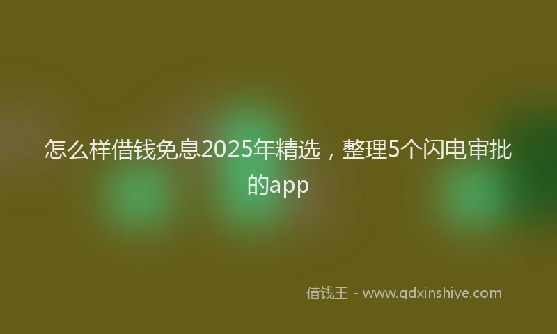 怎么样借钱免息2025年精选，整理5个闪电审批的app