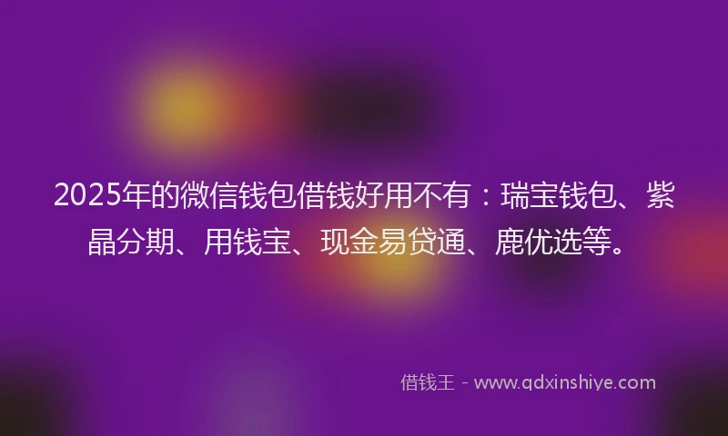 2025年的微信钱包借钱好用不有：瑞宝钱包、紫晶分期、用钱宝、现金易贷通、鹿优选等。