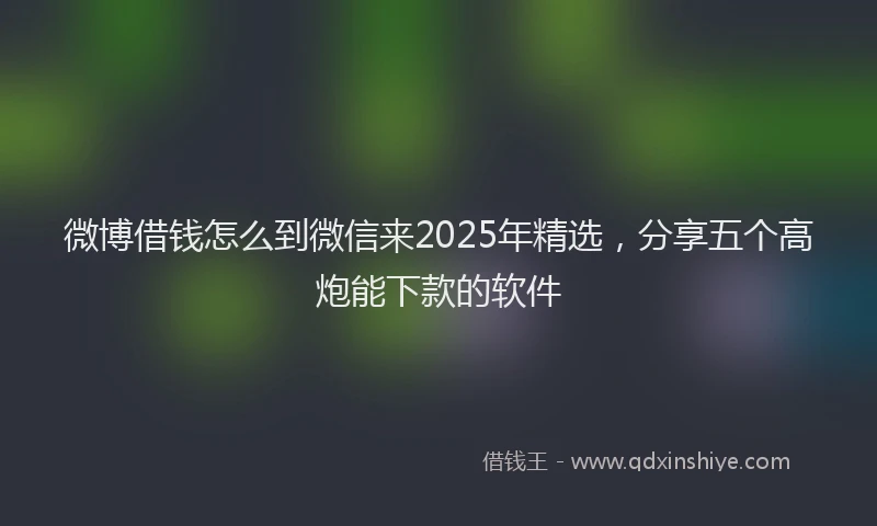 微博借钱怎么到微信来2025年精选，分享五个高炮能下款的软件