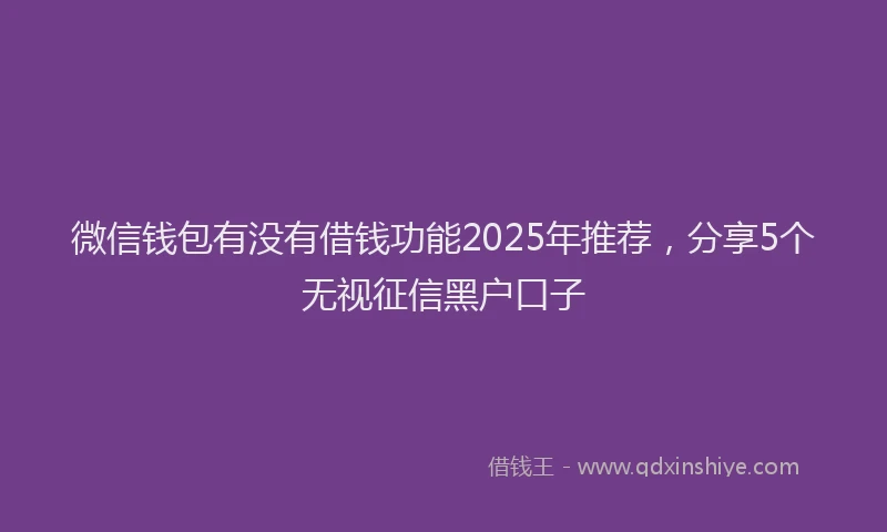 微信钱包有没有借钱功能2025年推荐，分享5个无视征信黑户口子