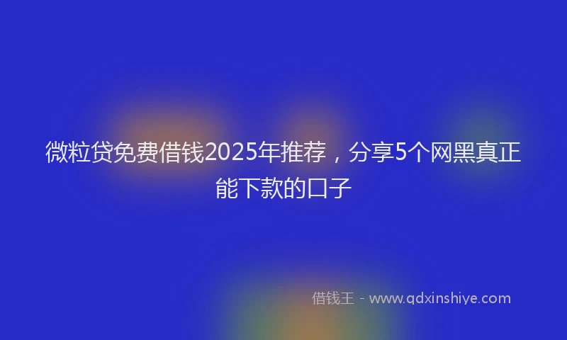 微粒贷免费借钱2025年推荐，分享5个网黑真正能下款的口子