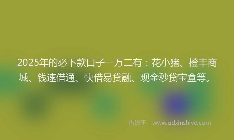 2025年的必下款口子一万二有：花小猪、橙丰商城、钱速借通、快借易贷融、现金秒贷宝盒等。