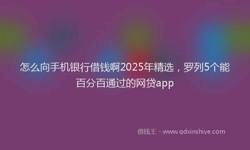 怎么向手机银行借钱啊2025年精选，罗列5个能百分百通过的网贷app
