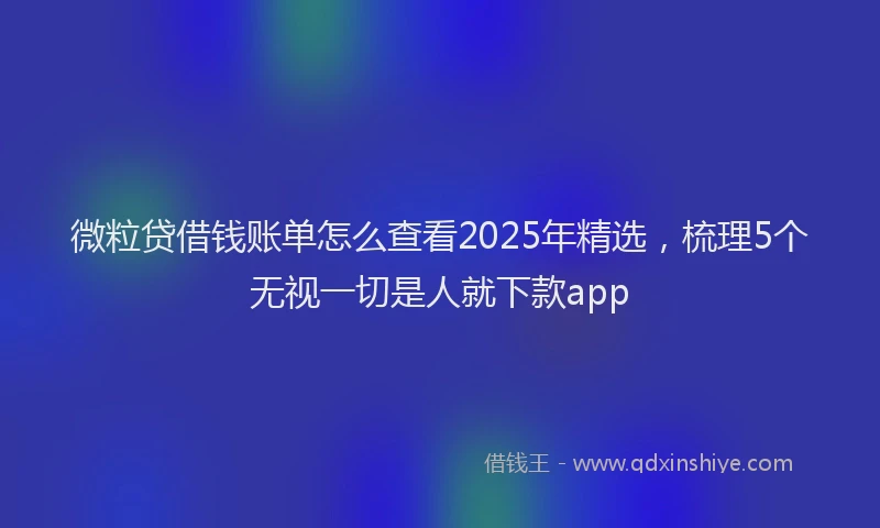 微粒贷借钱账单怎么查看2025年精选，梳理5个无视一切是人就下款app