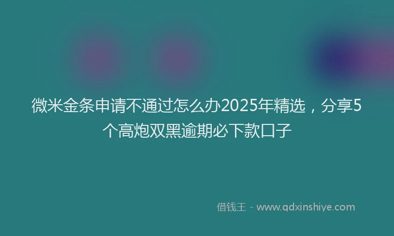 微米金条申请不通过怎么办2025年精选，分享5个高炮双黑逾期必下款口子