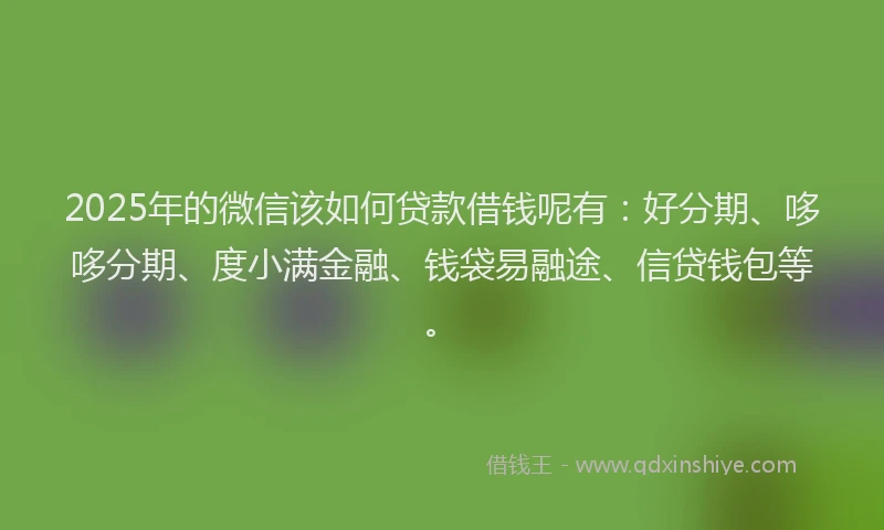 2025年的微信该如何贷款借钱呢有：好分期、哆哆分期、度小满金融、钱袋易融途、信贷钱包等。