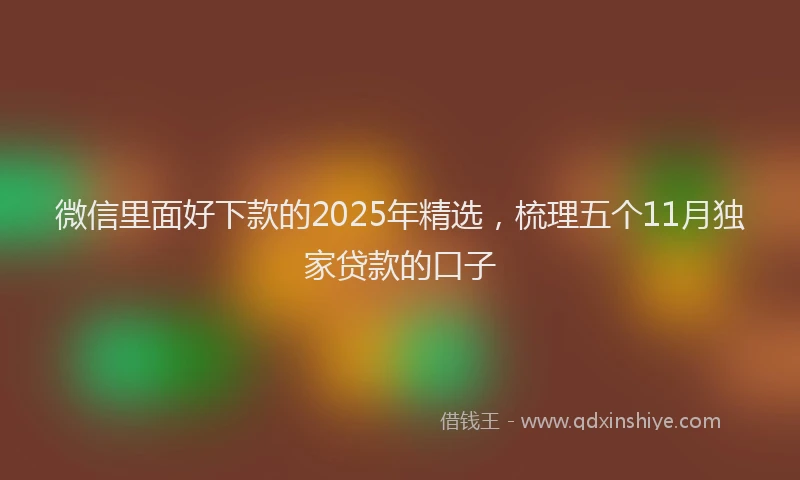 微信里面好下款的2025年精选，梳理五个11月独家贷款的口子