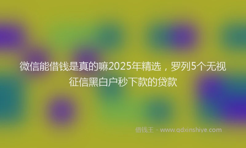 微信能借钱是真的嘛2025年精选，罗列5个无视征信黑白户秒下款的贷款