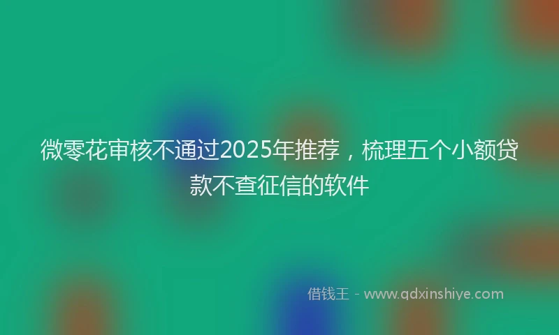 微零花审核不通过2025年推荐，梳理五个小额贷款不查征信的软件
