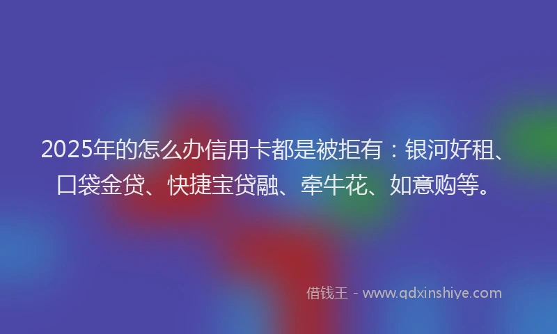 2025年的怎么办信用卡都是被拒有：银河好租、口袋金贷、快捷宝贷融、牵牛花、如意购等。