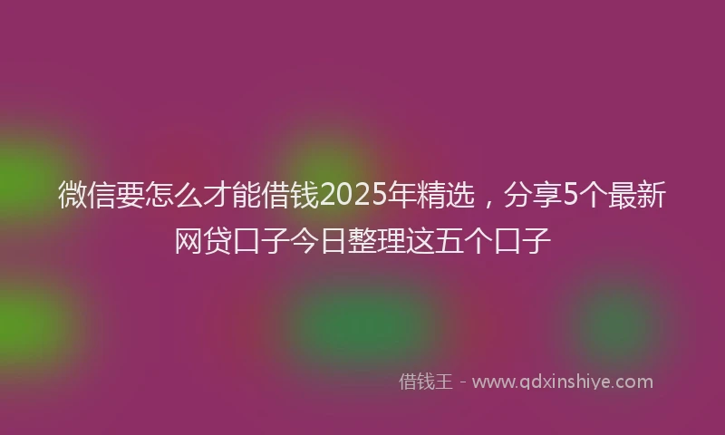 微信要怎么才能借钱2025年精选，分享5个最新网贷口子今日整理这五个口子