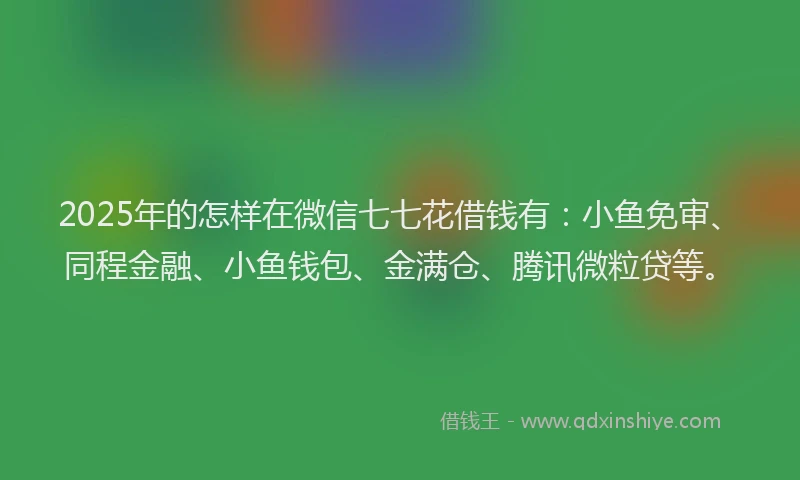 2025年的怎样在微信七七花借钱有：小鱼免审、同程金融、小鱼钱包、金满仓、腾讯微粒贷等。