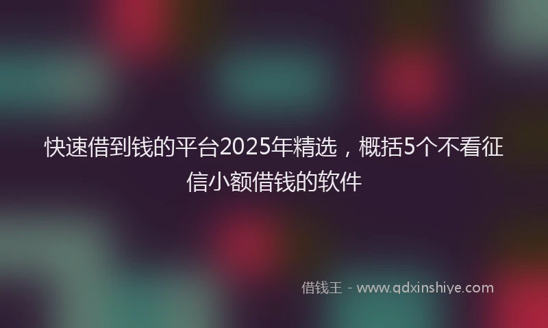 快速借到钱的平台2025年精选，概括5个不看征信小额借钱的软件