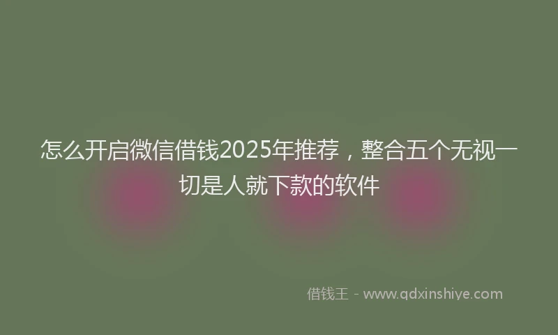 怎么开启微信借钱2025年推荐，整合五个无视一切是人就下款的软件