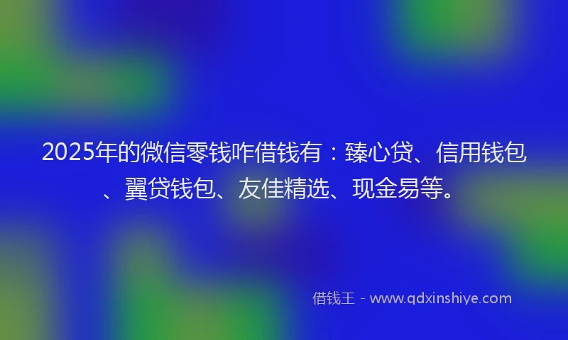 2025年的微信零钱咋借钱有：臻心贷、信用钱包、翼贷钱包、友佳精选、现金易等。