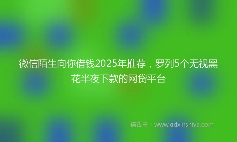 微信陌生向你借钱2025年推荐，罗列5个无视黑花半夜下款的网贷平台