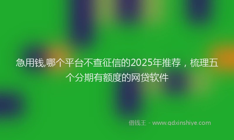 急用钱,哪个平台不查征信的2025年推荐，梳理五个分期有额度的网贷软件